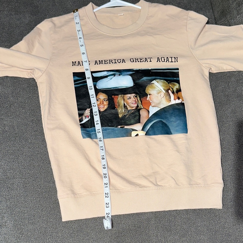 Large “make America great again” Tan Graphic Women's Sweater - Picture 8 of 9